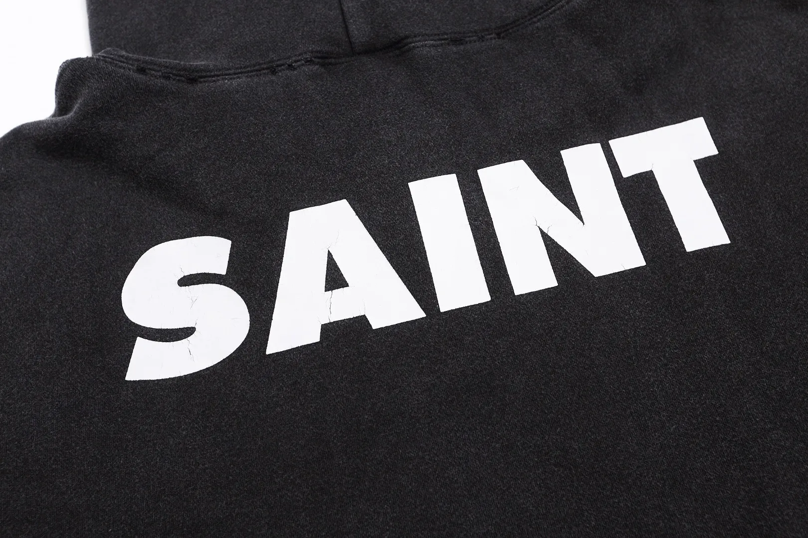 AINT Michael ‘SAINT’ letter destroyed distressed washed print retro loose hooded sweatshirt Fabric: 420g Style number: SM622 Size: S-M-L-XL Color: Black Price: P236